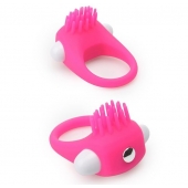 Розовое эрекционное кольцо с щеточкой LIT-UP SILICONE STIMU RING 5 - Dream Toys - в Новом Уренгое купить с доставкой