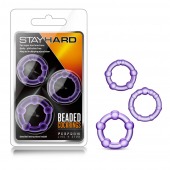 Набор из 3 фиолетовых эрекционных колец Stay Hard Beaded Cockrings - Blush Novelties - в Новом Уренгое купить с доставкой