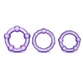 Набор из 3 фиолетовых эрекционных колец Stay Hard Beaded Cockrings - Blush Novelties - в Новом Уренгое купить с доставкой