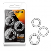 Набор из 3 прозрачных эрекционных колец Stay Hard Beaded Cockrings - Blush Novelties - в Новом Уренгое купить с доставкой