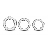 Набор из 3 прозрачных эрекционных колец Stay Hard Beaded Cockrings - Blush Novelties - в Новом Уренгое купить с доставкой
