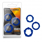 Набор из 3 синих эрекционных колец Stay Hard Beaded Cockrings - Blush Novelties - в Новом Уренгое купить с доставкой