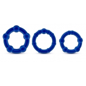 Набор из 3 синих эрекционных колец Stay Hard Beaded Cockrings - Blush Novelties - в Новом Уренгое купить с доставкой