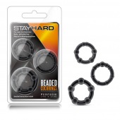 Набор из 3 чёрных эрекционных колец Stay Hard Beaded Cockrings - Blush Novelties - в Новом Уренгое купить с доставкой