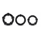 Набор из 3 чёрных эрекционных колец Stay Hard Beaded Cockrings - Blush Novelties - в Новом Уренгое купить с доставкой