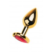 Золотистая анальная пробка с кристаллом-сердцем - 7,5 см. - ToyFa - купить с доставкой в Новом Уренгое