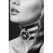 Чёрный тройной чокер с большим кольцом - Bijoux Pour Toi - купить с доставкой в Новом Уренгое