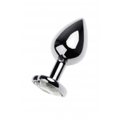 Серебристая анальная пробка с прозрачным кристаллом-сердцем - 8 см. - ToyFa - купить с доставкой в Новом Уренгое