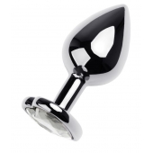 Серебристая анальная пробка с прозрачным кристаллом-сердцем - 8 см. - ToyFa - купить с доставкой в Новом Уренгое