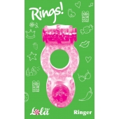 Розовое эрекционное кольцо с вибрацией Rings Ringer - Lola Games - в Новом Уренгое купить с доставкой