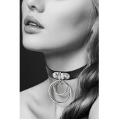 Черный чокер с двумя кольцами - Bijoux Pour Toi - купить с доставкой в Новом Уренгое