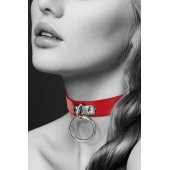 Красный узенький чокер с кольцом - Bijoux Pour Toi - купить с доставкой в Новом Уренгое