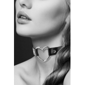 Чёрный чокер с кольцом в форме сердца - Bijoux Pour Toi - купить с доставкой в Новом Уренгое