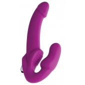 Ярко-розовый безремневой вибрострапон Evoke Vibrating Strapless Silicone Strap-on Dildo - XR Brands - купить с доставкой в Новом Уренгое