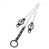 Черно-серебристые зажимы для сосков с кольцом для пениса TOYFA Metal - ToyFa - купить с доставкой в Новом Уренгое