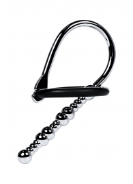 Серебристый уретральный плаг-бусины TOYFA Metal с мягким фиксириющим кольцом - ToyFa - купить с доставкой в Новом Уренгое