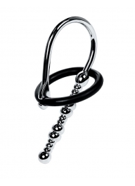 Серебристый уретральный плаг-бусины TOYFA Metal с мягким фиксириющим кольцом - ToyFa - купить с доставкой в Новом Уренгое