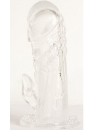 Прозрачная гелевая насадка с клиторальным отростком - 13 см. - Toyfa Basic - в Новом Уренгое купить с доставкой