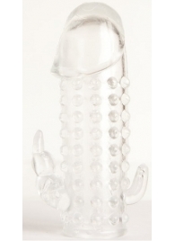 Гелевая прозрачная насадка с 2 отростками - 13 см. - Toyfa Basic - в Новом Уренгое купить с доставкой