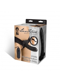 Чёрный полый страпон с вибрацией Unisex Vibrating Hollow Strap-On - 14 см. - Lux Fetish - купить с доставкой в Новом Уренгое