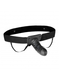 Чёрный полый страпон с вибрацией Unisex Vibrating Hollow Strap-On - 14 см. - Lux Fetish - купить с доставкой в Новом Уренгое