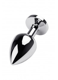 Серебристая коническая анальная пробка с красным кристаллом - 8 см. - ToyFa - купить с доставкой в Новом Уренгое