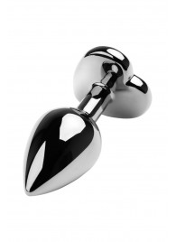 Серебристая коническая анальная пробка с красным кристаллом-сердечком - 7 см. - ToyFa - купить с доставкой в Новом Уренгое