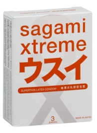 Ультратонкие презервативы Sagami Xtreme SUPERTHIN - 3 шт. - Sagami - купить с доставкой в Новом Уренгое