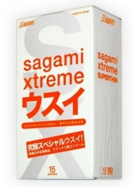 Ультратонкие презервативы Sagami Xtreme SUPERTHIN - 15 шт. - Sagami - купить с доставкой в Новом Уренгое