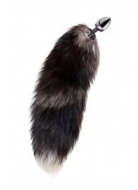Серебристая металлическая анальная втулка с хвостом чернобурой лисы - размер S - ToyFa - купить с доставкой в Новом Уренгое