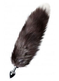 Серебристая металлическая анальная втулка с хвостом чернобурой лисы - размер S - ToyFa - купить с доставкой в Новом Уренгое