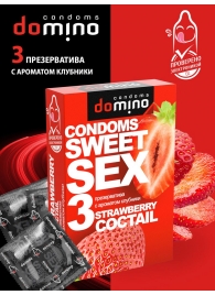 Презервативы для орального секса DOMINO Sweet Sex с ароматом клубничного коктейля  - 3 шт. - Domino - купить с доставкой в Новом Уренгое