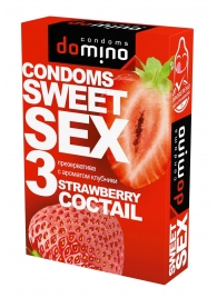 Презервативы для орального секса DOMINO Sweet Sex с ароматом клубничного коктейля  - 3 шт. - Domino - купить с доставкой в Новом Уренгое