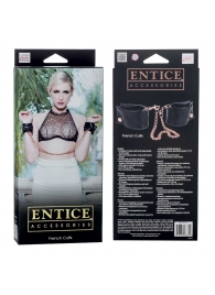 Черные мягкие наручники Entice French Cuffs с цепью - California Exotic Novelties - купить с доставкой в Новом Уренгое