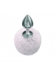 Серебристая анальная пробка с белым пушистым хвостиком Twinkle - Lola Games - купить с доставкой в Новом Уренгое