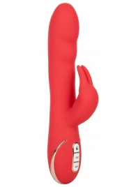 Красный вибромассажер-кролик с функцией нагрева Heated Silicone Ultra-Soft Rabbit - 21,5 см. - California Exotic Novelties