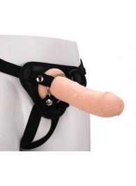 Черные трусики с телесной насадкой STRAP ON REAL DILDO - 21 см. - Dream Toys - купить с доставкой в Новом Уренгое