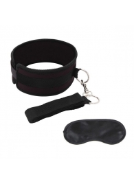 Черный ошейник с длинным поводком Collar and Leash Set - Lux Fetish - купить с доставкой в Новом Уренгое