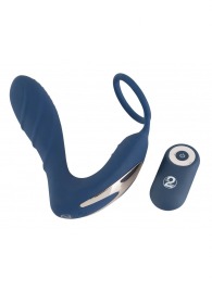 Синий вибростимулятор простаты с кольцом - 14,5 см. - Orion - в Новом Уренгое купить с доставкой