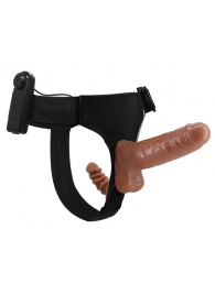 Страпон с вагинальной пробкой и вибрацией Ultra Passionate Harness - 16 см. - Baile - купить с доставкой в Новом Уренгое