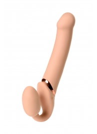 Телесный безремневой вибрострапон Vibrating Bendable Strap-On L - Strap-on-me - купить с доставкой в Новом Уренгое