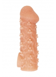 Телесная закрытая насадка с пучками шишечек Cock Sleeve Size S - 13,8 см. - KOKOS - в Новом Уренгое купить с доставкой