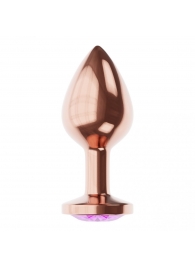 Пробка цвета розового золота с фиолетовым кристаллом Diamond Amethyst Shine S - 7,2 см. - Lola Games - купить с доставкой в Новом Уренгое