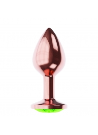 Пробка цвета розового золота с лаймовым кристаллом Diamond Emerald Shine S - 7,2 см. - Lola Games - купить с доставкой в Новом Уренгое