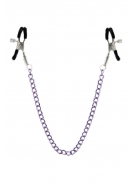 Зажимы для сосков с фиолетовой цепочкой Sweet Caress Nipple Chain - Sweet Caress - купить с доставкой в Новом Уренгое