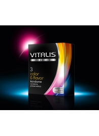 Цветные ароматизированные презервативы VITALIS PREMIUM color   flavor - 3 шт. - Vitalis - купить с доставкой в Новом Уренгое