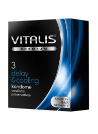 Презервативы VITALIS PREMIUM delay   cooling с охлаждающим эффектом - 3 шт. - Vitalis - купить с доставкой в Новом Уренгое
