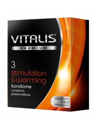 Презервативы VITALIS PREMIUM stimulation   warming с согревающим эффектом - 3 шт. - Vitalis - купить с доставкой в Новом Уренгое