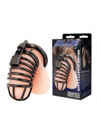 Черная металлическая клетка с замком Deluxe Chastity Cage - BlueLine - купить с доставкой в Новом Уренгое