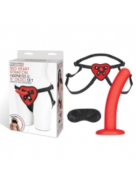 Красный поясной фаллоимитатор Red Heart Strap on Harness   5in Dildo Set - 12,25 см. - Lux Fetish - купить с доставкой в Новом Уренгое